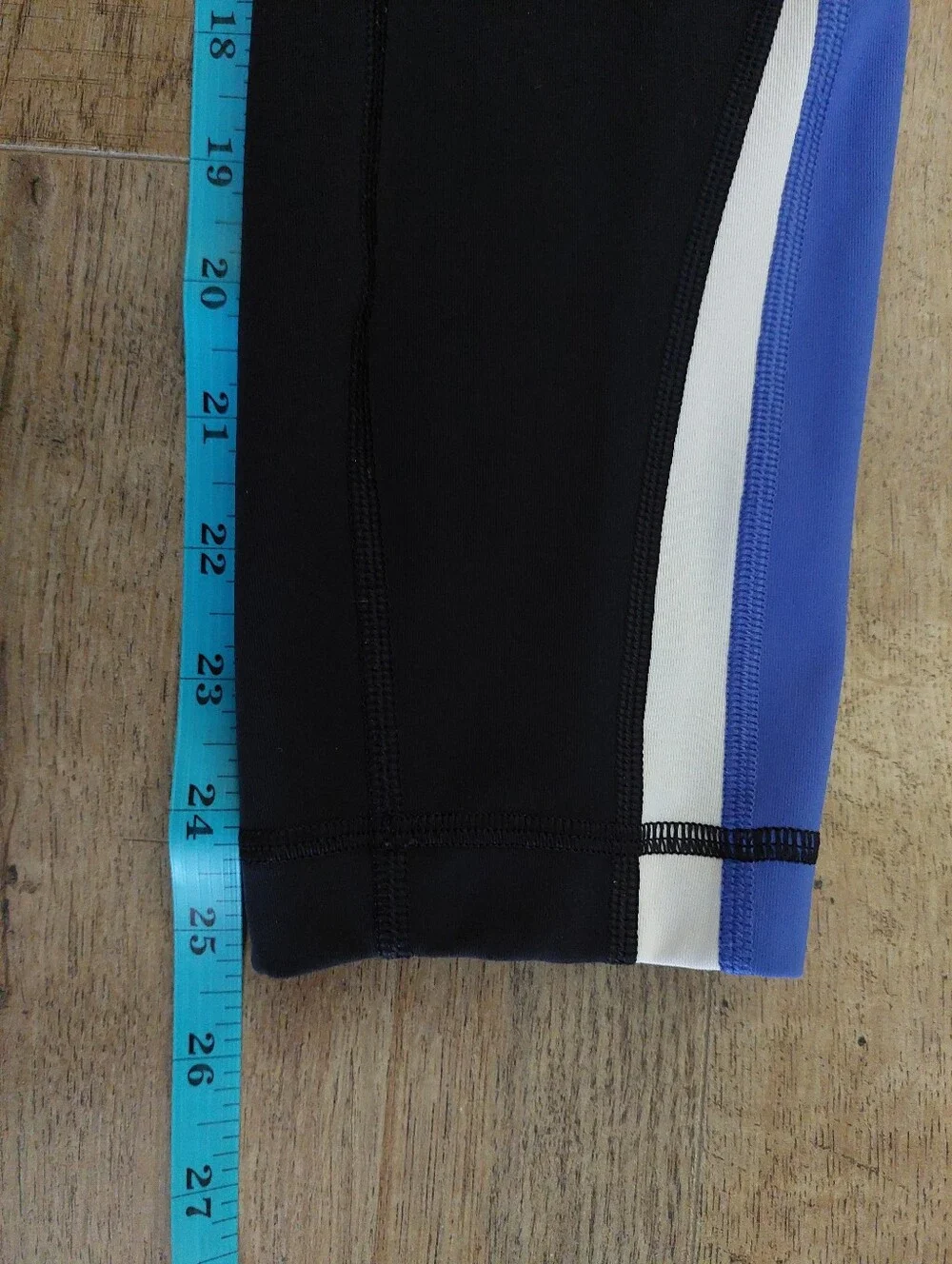 Lululemon Kick Serve Sweat Colorblock Side-Stripe Leggings Black Blue Size 4
